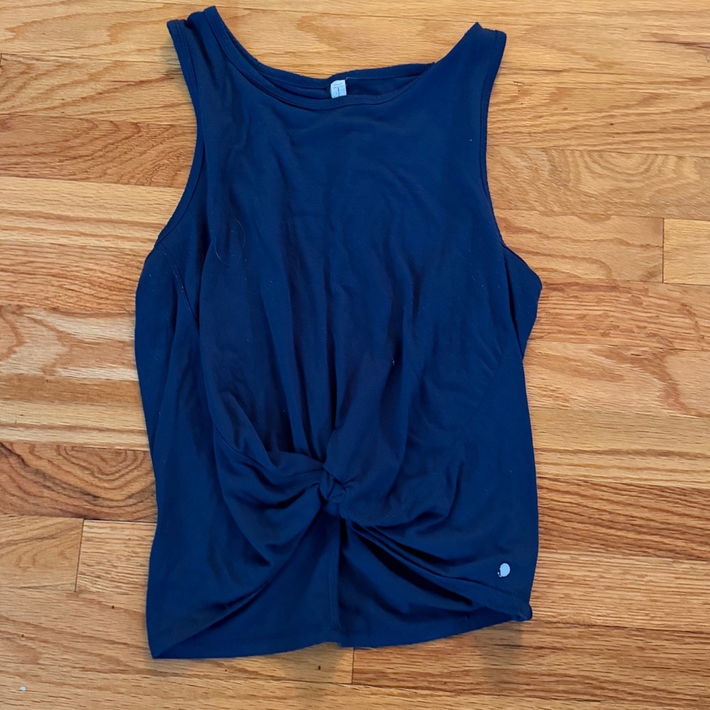 Bombshell Sportswear Twist Back Tank Top S Navy Blue Activewear OB707
